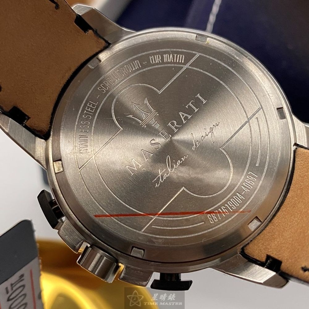 MASERATI:手錶,型號:R8871619004,男女通用錶46mm銀錶殼黑色錶面真皮皮革錶帶款-細節圖8