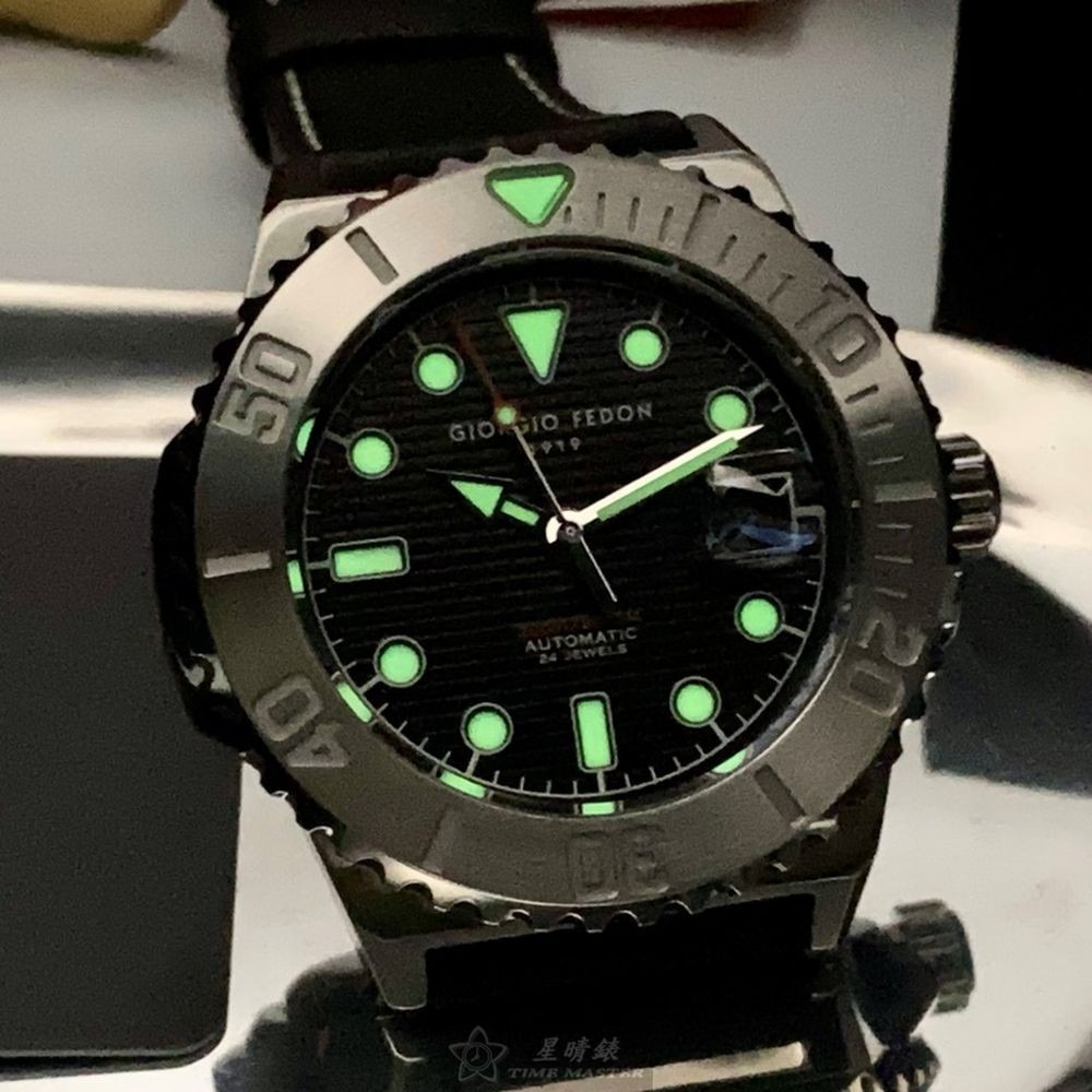 GiorgioFedon1919:手錶,型號:GF00055,男錶42mm銀錶殼黑色幾何立體圖形錶面真皮皮革錶帶款-細節圖2