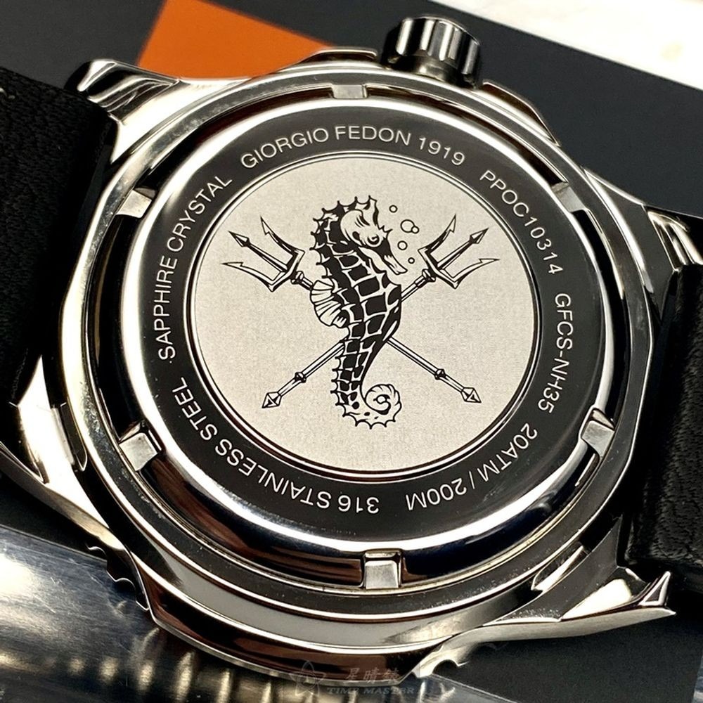 GiorgioFedon1919:手錶,型號:GF00055,男錶42mm銀錶殼黑色幾何立體圖形錶面真皮皮革錶帶款-細節圖6