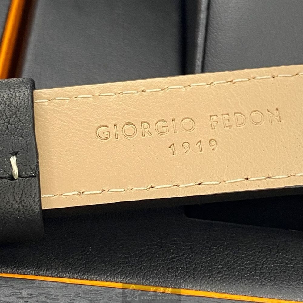 GiorgioFedon1919:手錶,型號:GF00055,男錶42mm銀錶殼黑色幾何立體圖形錶面真皮皮革錶帶款-細節圖7