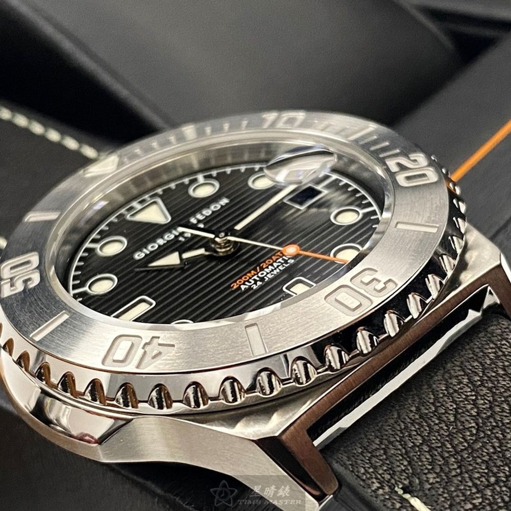 GiorgioFedon1919:手錶,型號:GF00055,男錶42mm銀錶殼黑色幾何立體圖形錶面真皮皮革錶帶款-細節圖9