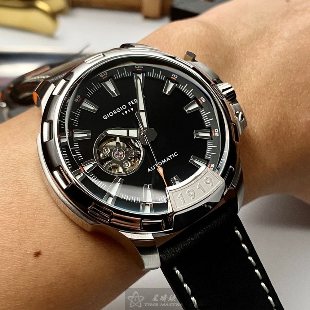 GiorgioFedon1919:手錶,型號:GF00056,男錶46mm銀錶殼內容錶面真皮皮革錶帶款-細節圖4