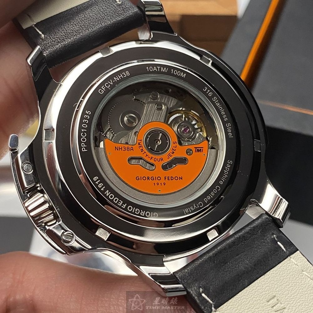 GiorgioFedon1919:手錶,型號:GF00056,男錶46mm銀錶殼內容錶面真皮皮革錶帶款-細節圖5