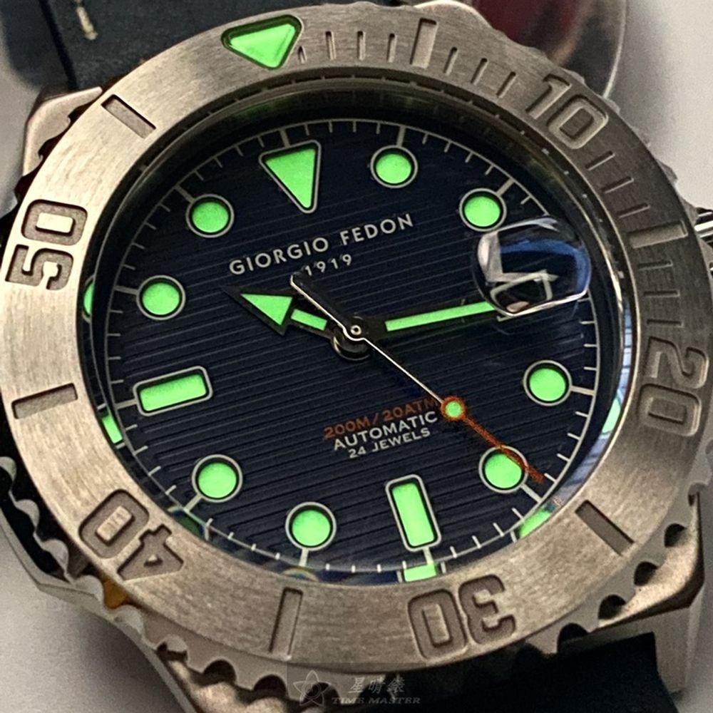 GiorgioFedon1919:手錶,型號:GF00058,男錶42mm銀錶殼寶藍色幾何立體圖形錶面真皮皮革錶帶款-細節圖3