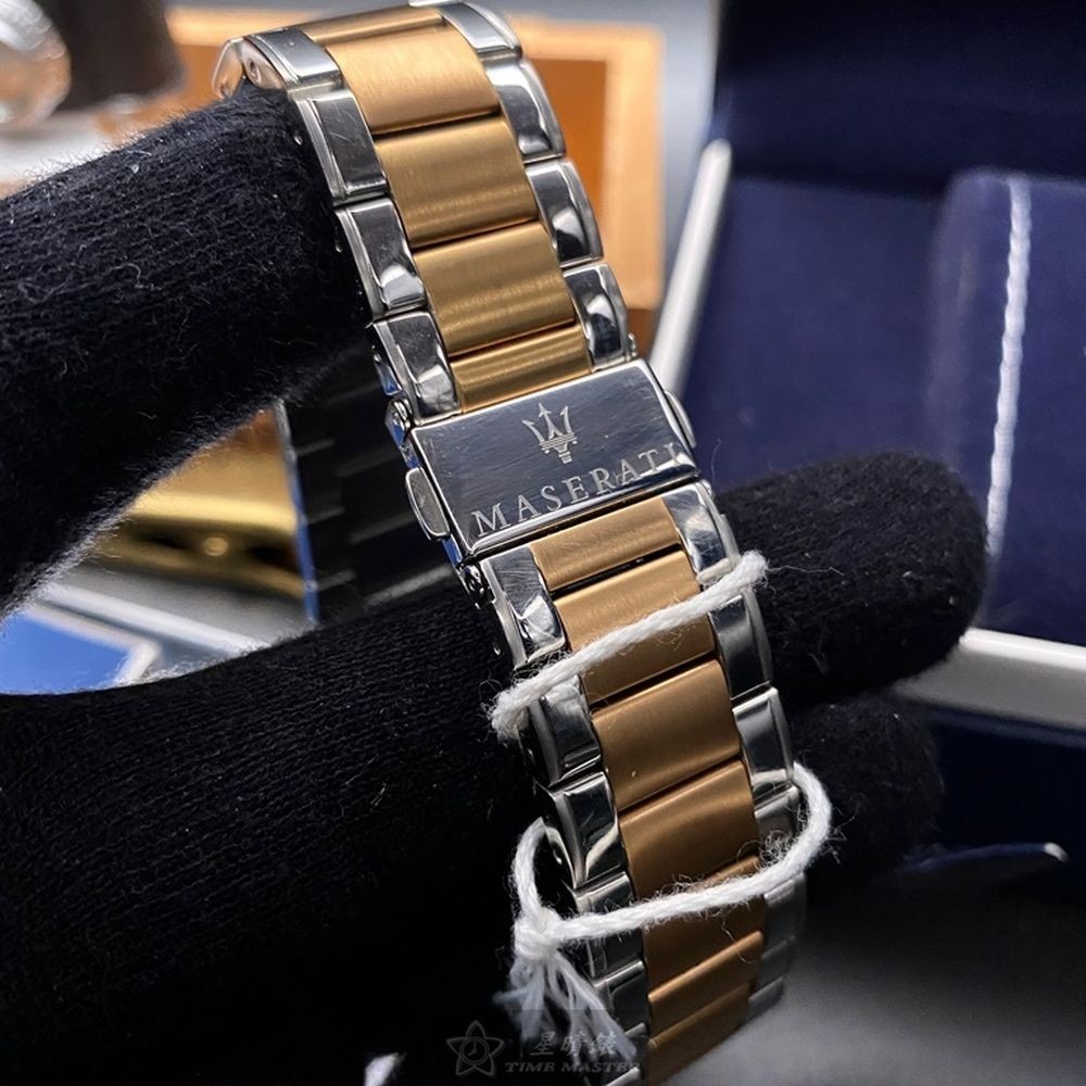 MASERATI:手錶,型號:R8873612003,男錶46mm玫瑰金錶殼古銅色錶面精鋼錶帶款-細節圖6