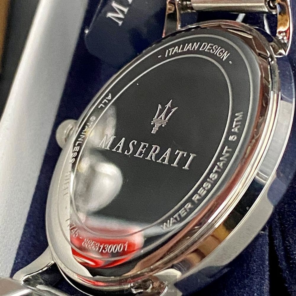 MASERATI:手錶,型號:R8853130001,男女通用錶42mm銀錶殼白色錶面精鋼錶帶款-細節圖5