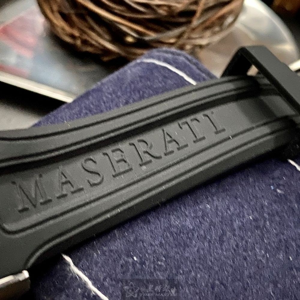 MASERATI:手錶,型號:R8871624003,男女通用錶44mm銀錶殼寶藍色錶面矽膠錶帶款-細節圖5