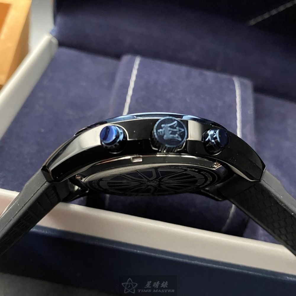 MASERATI:手錶,型號:R8871612006,男女通用錶46mm寶藍錶殼黑色錶面矽膠錶帶款-細節圖9