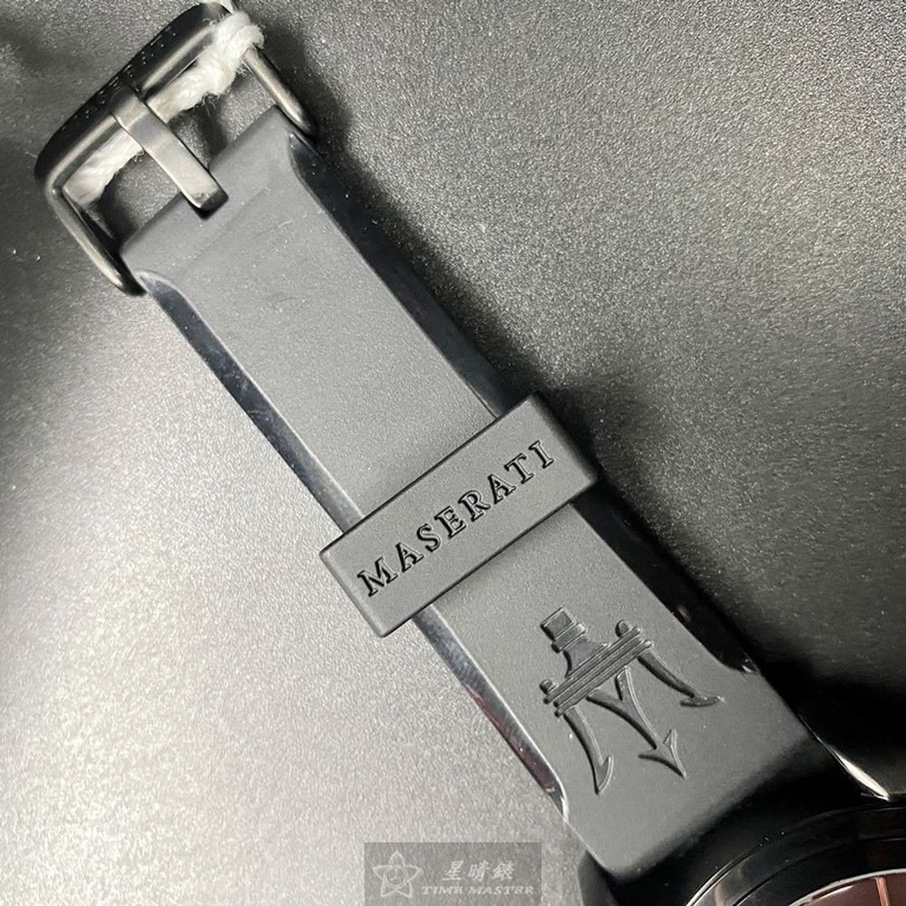 MASERATI:手錶,型號:R8871612004,男女通用錶46mm黑錶殼黑色錶面矽膠錶帶款-細節圖6