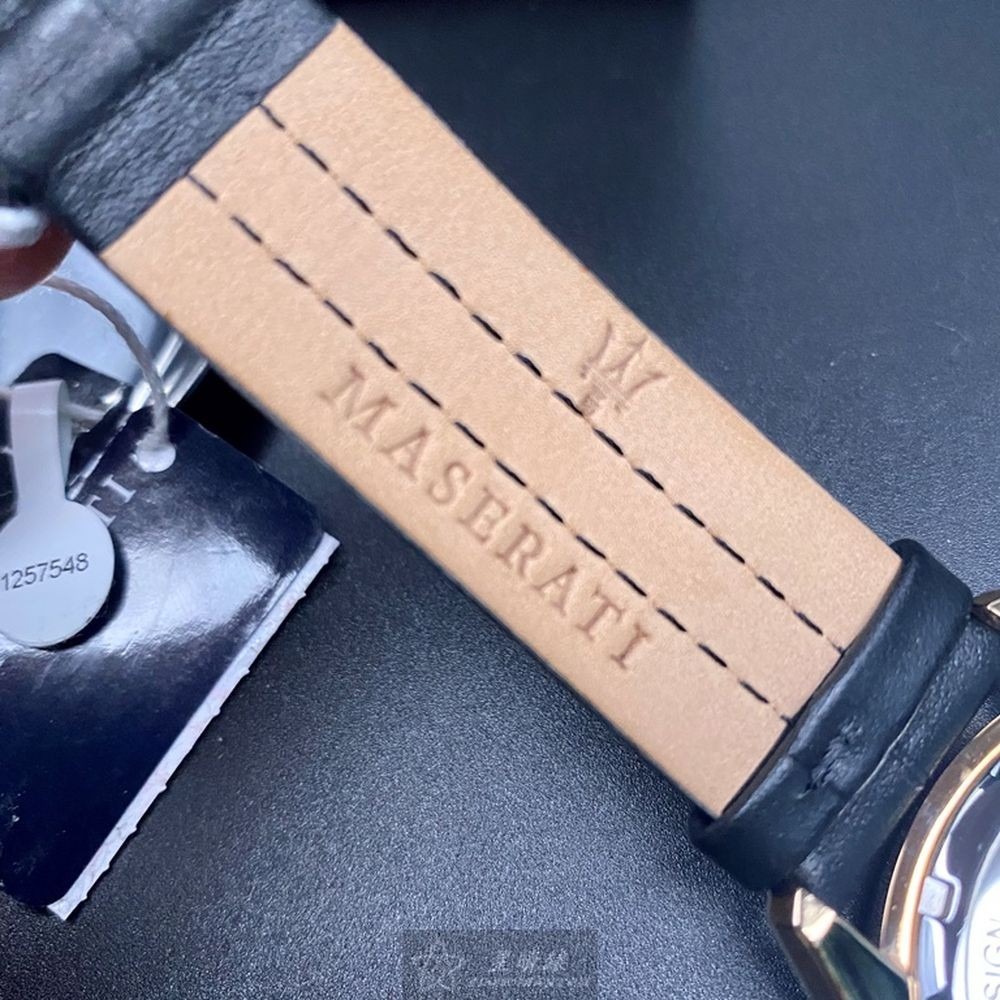 MASERATI:手錶,型號:R8871612025,男女通用錶46mm黑錶殼黑色錶面真皮皮革錶帶款-細節圖3