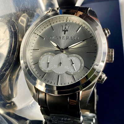 MASERATI:手錶,型號:R8871612012,男錶46mm銀錶殼銀白色錶面精鋼錶帶款