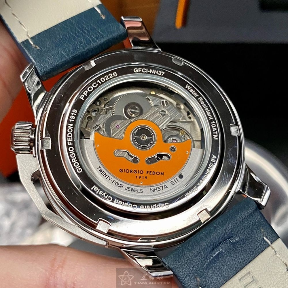 GiorgioFedon1919:手錶,型號:GF00063,男女通用錶46mm銀錶殼白色錶面真皮皮革錶帶款-細節圖5