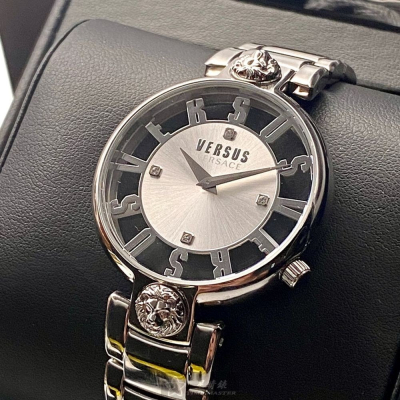 VERSUS VERSACE:手錶,型號:VV00091,女錶36mm銀錶殼透視錶面精鋼錶帶款