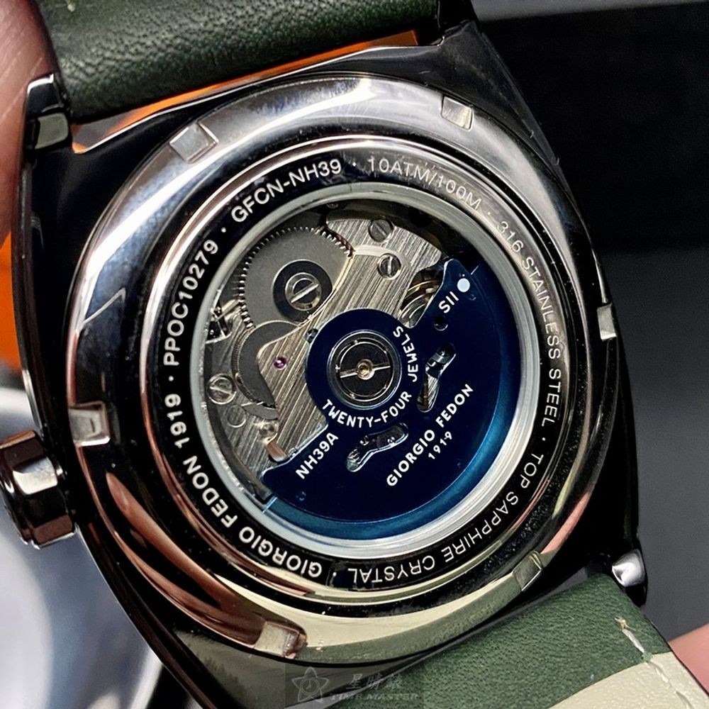 GiorgioFedon1919:手錶,型號:GF00064,男錶44mm黑錶殼墨綠色錶面真皮皮革錶帶款-細節圖5