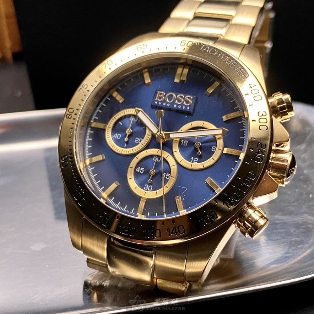 BOSS:手錶,型號:HB1513340,男錶44mm金色錶殼寶藍色錶面精鋼錶帶款-細節圖5