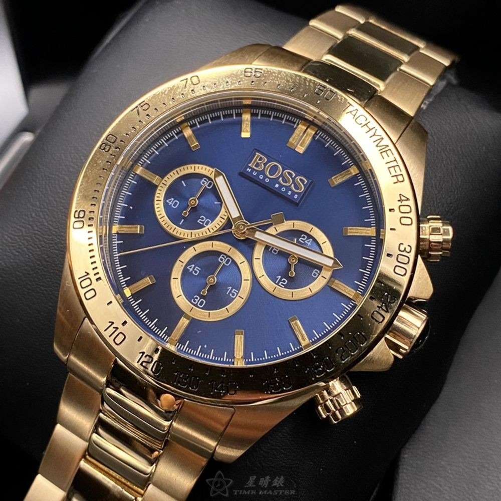 BOSS:手錶,型號:HB1513340,男錶44mm金色錶殼寶藍色錶面精鋼錶帶款-細節圖6