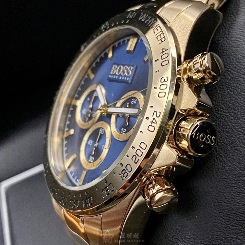 BOSS:手錶,型號:HB1513340,男錶44mm金色錶殼寶藍色錶面精鋼錶帶款-細節圖7