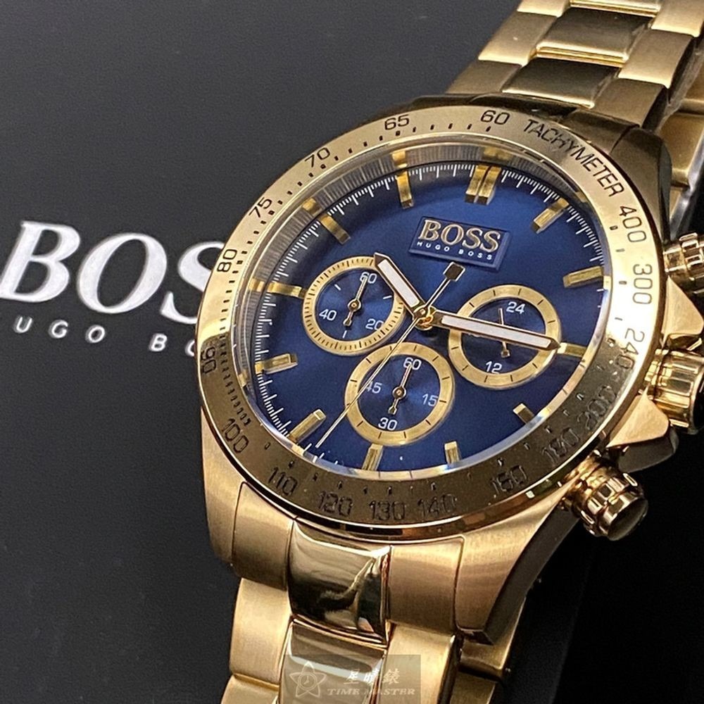 BOSS:手錶,型號:HB1513340,男錶44mm金色錶殼寶藍色錶面精鋼錶帶款-細節圖9