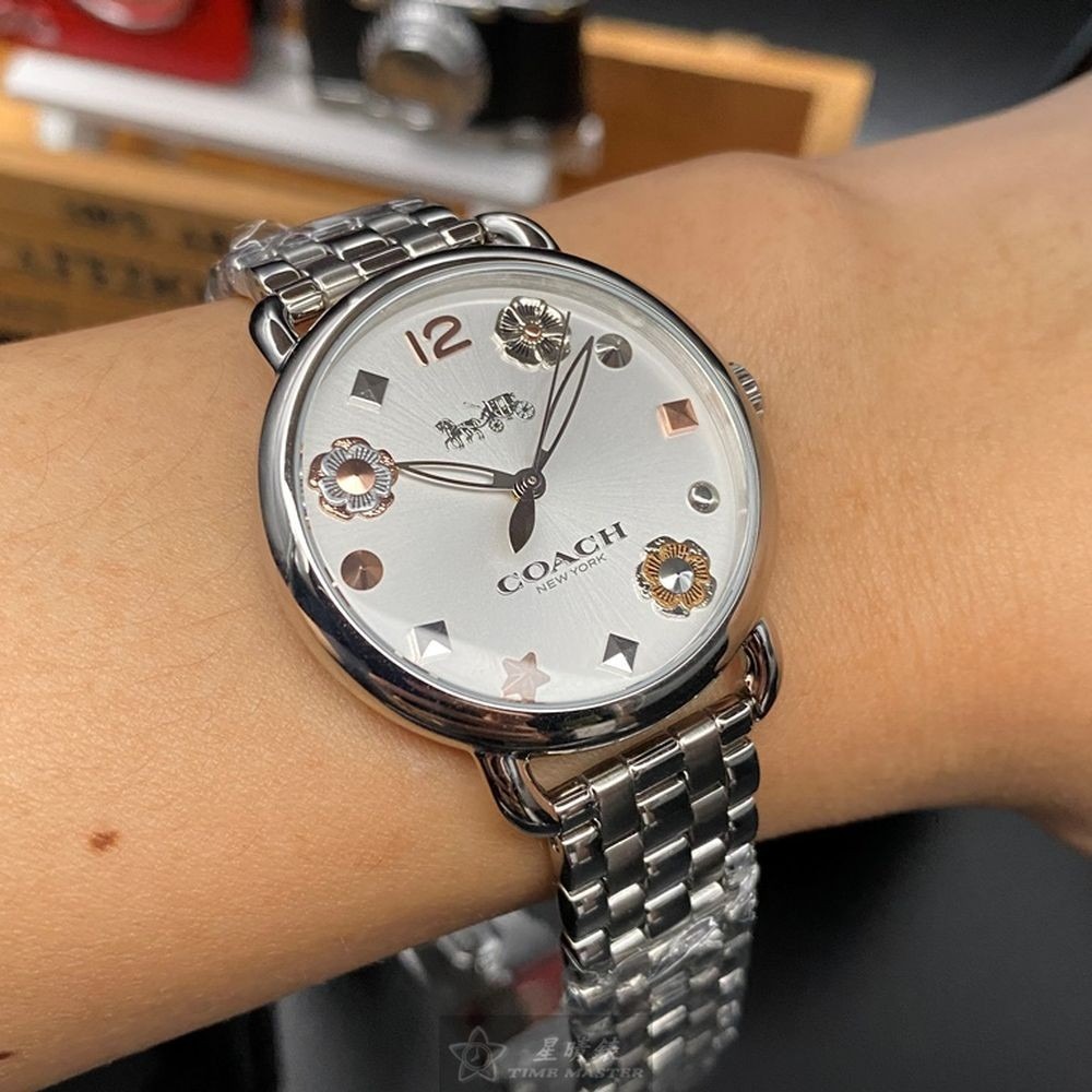 COACH:手錶,型號:CH00097,女錶36mm銀錶殼白色錶面精鋼錶帶款-細節圖3