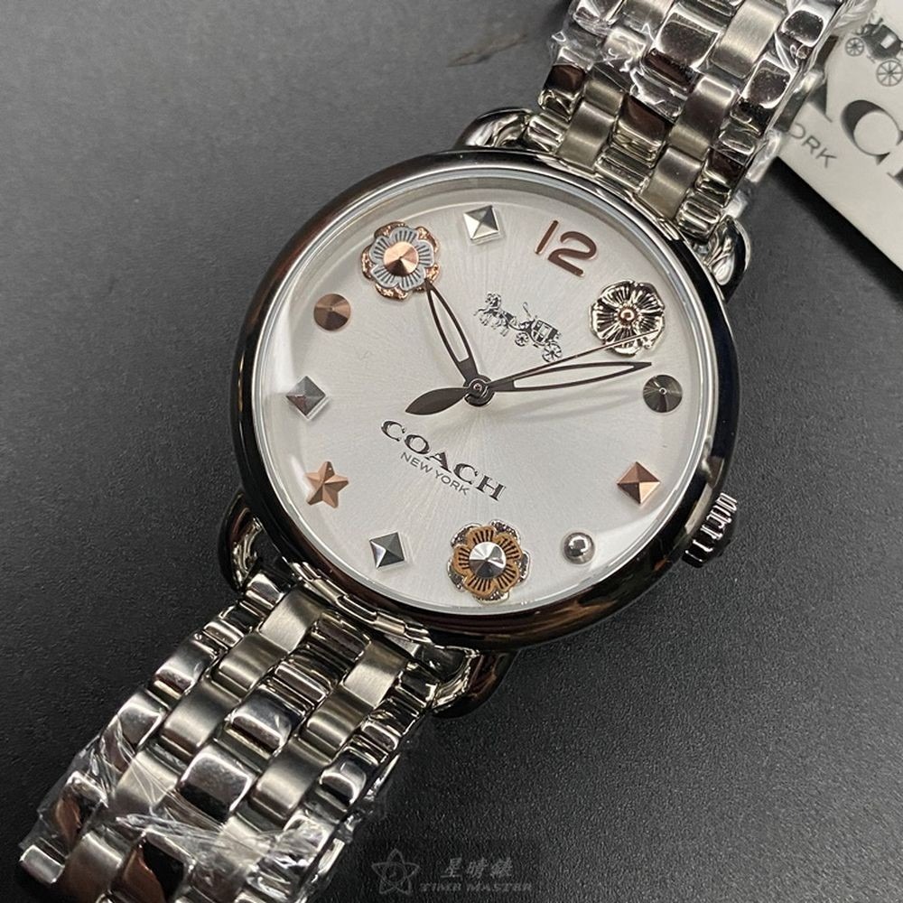 COACH:手錶,型號:CH00097,女錶36mm銀錶殼白色錶面精鋼錶帶款-細節圖6