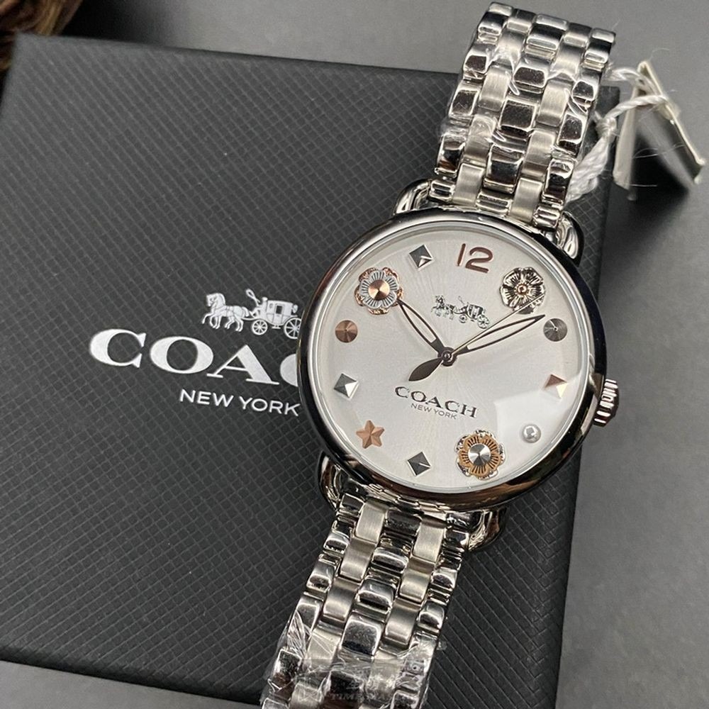 COACH:手錶,型號:CH00097,女錶36mm銀錶殼白色錶面精鋼錶帶款-細節圖7