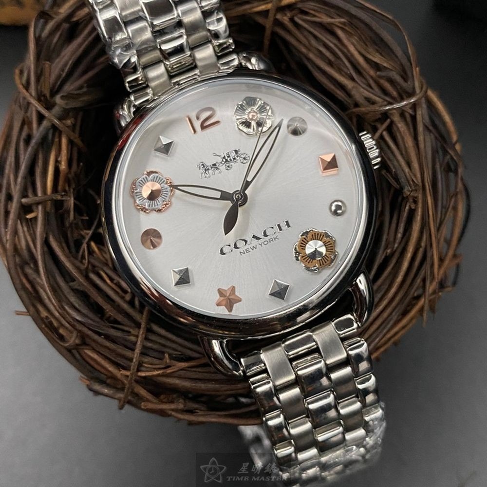 COACH:手錶,型號:CH00097,女錶36mm銀錶殼白色錶面精鋼錶帶款-細節圖11