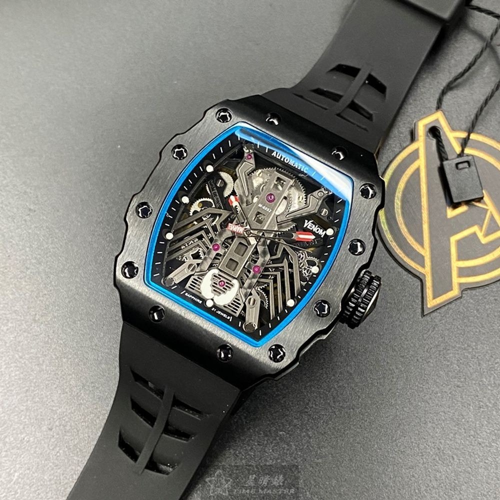 MARVEL:手錶,型號:MARV002,男錶44mm, 50mm黑錶殼雙面機械鏤空錶面矽膠錶帶款-細節圖4