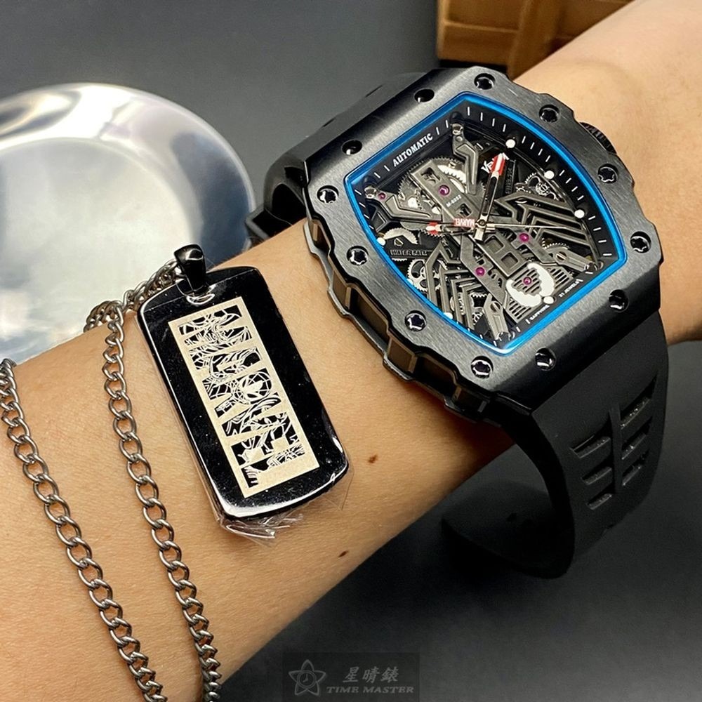 MARVEL:手錶,型號:MARV002,男錶44mm, 50mm黑錶殼雙面機械鏤空錶面矽膠錶帶款-細節圖6