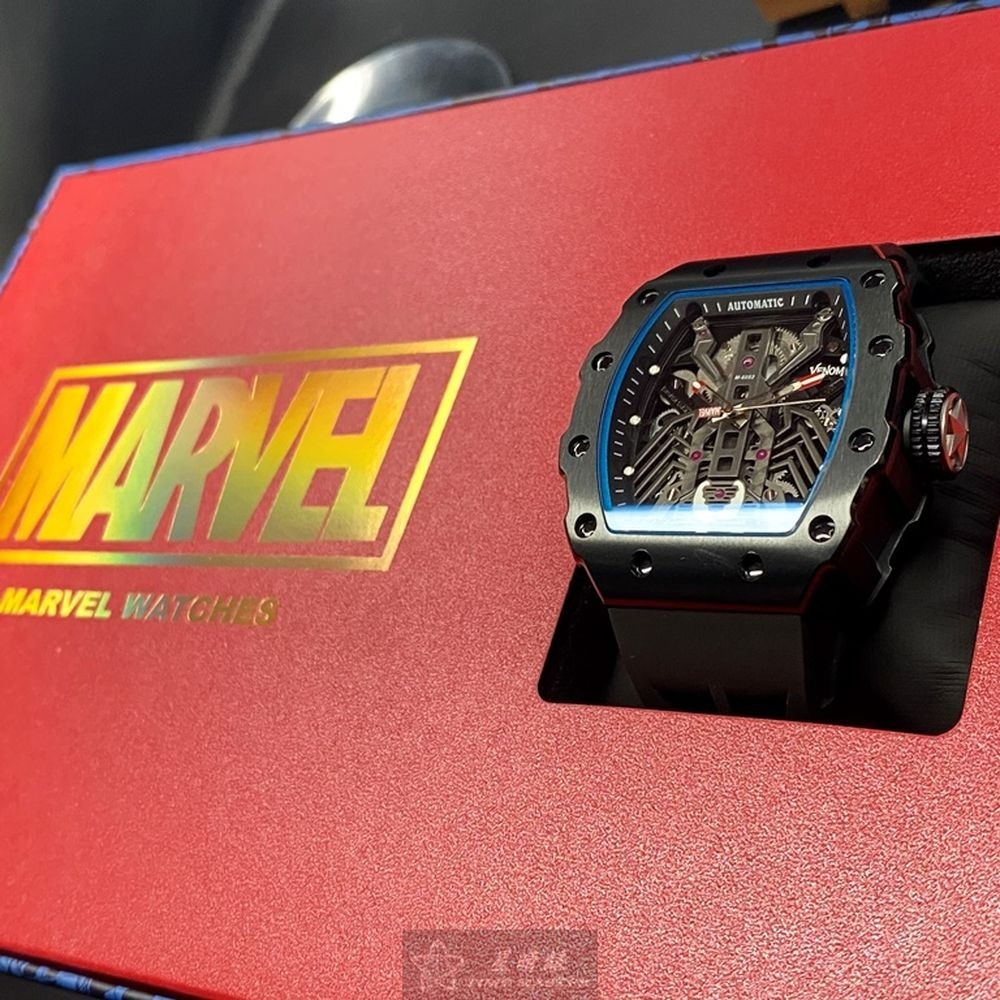 MARVEL:手錶,型號:MARV002,男錶44mm, 50mm黑錶殼雙面機械鏤空錶面矽膠錶帶款-細節圖7