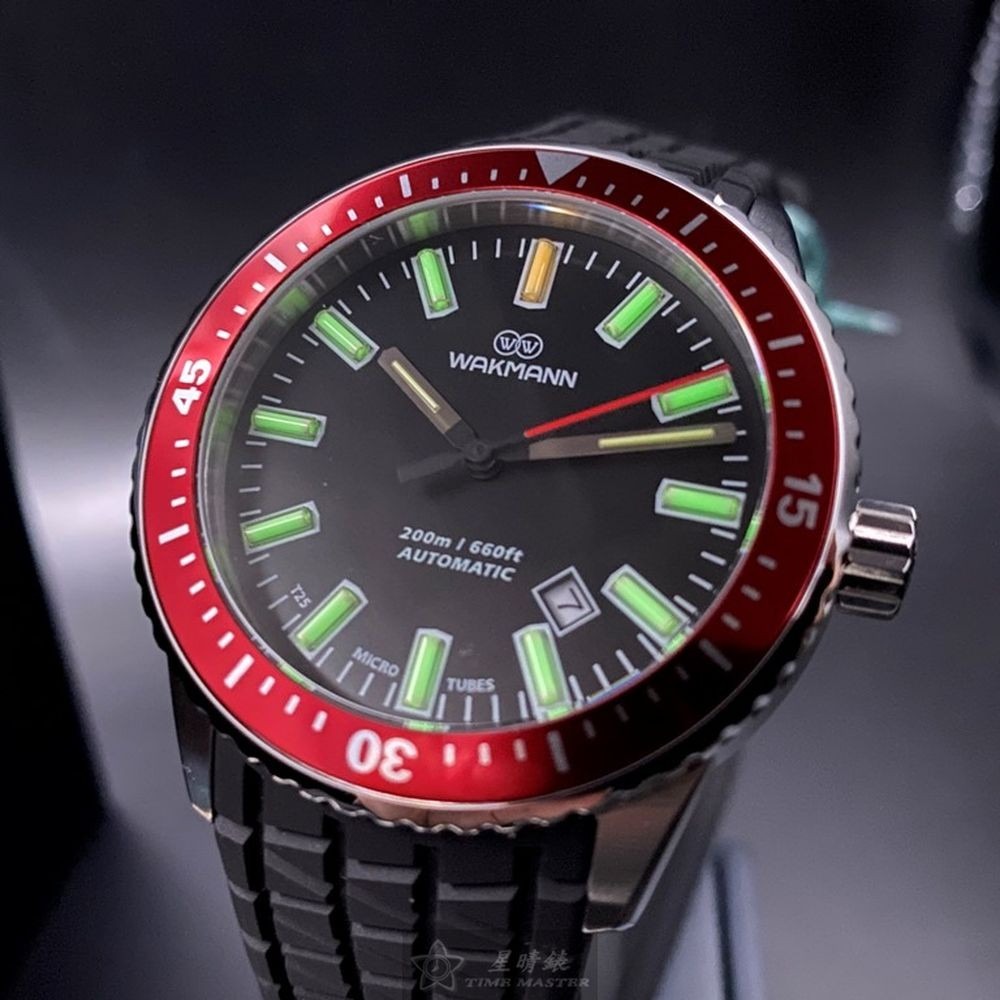 WAKMANN:手錶,型號:WA00008,男錶44mm可樂圈錶殼黑色錶面矽膠錶帶款-細節圖2