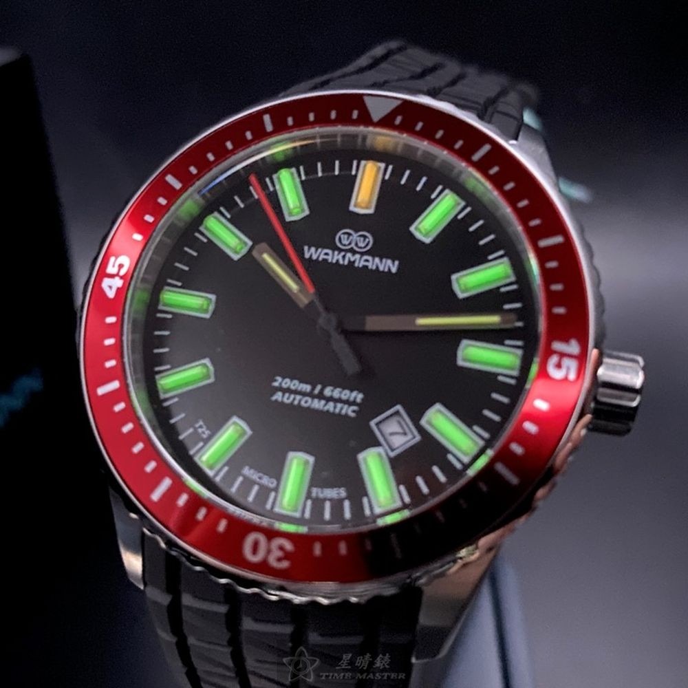 WAKMANN:手錶,型號:WA00008,男錶44mm可樂圈錶殼黑色錶面矽膠錶帶款-細節圖4