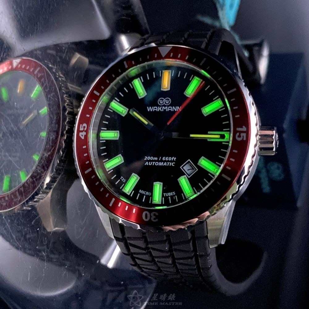 WAKMANN:手錶,型號:WA00008,男錶44mm可樂圈錶殼黑色錶面矽膠錶帶款-細節圖6