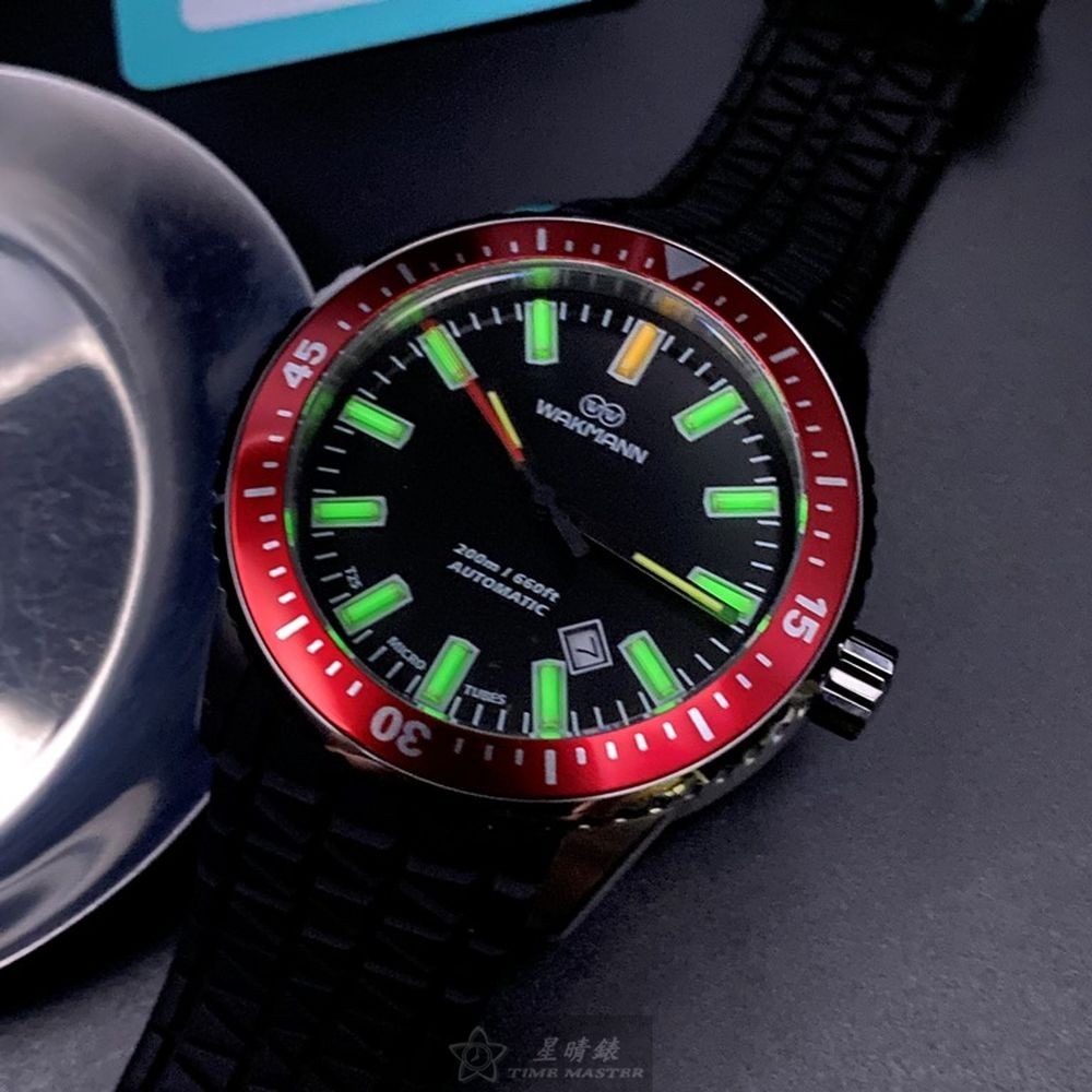 WAKMANN:手錶,型號:WA00008,男錶44mm可樂圈錶殼黑色錶面矽膠錶帶款-細節圖7