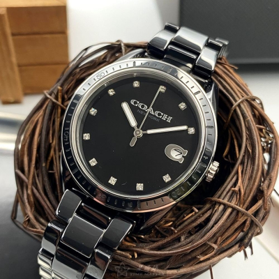 COACH:手錶,型號:CH00103,女錶36mm黑錶殼黑色錶面陶瓷錶帶款