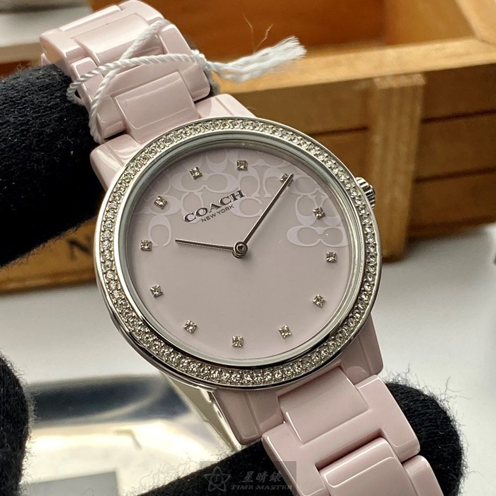 COACH:手錶,型號:CH00107,女錶36mm粉紅錶殼粉紅錶面陶瓷錶帶款-細節圖2