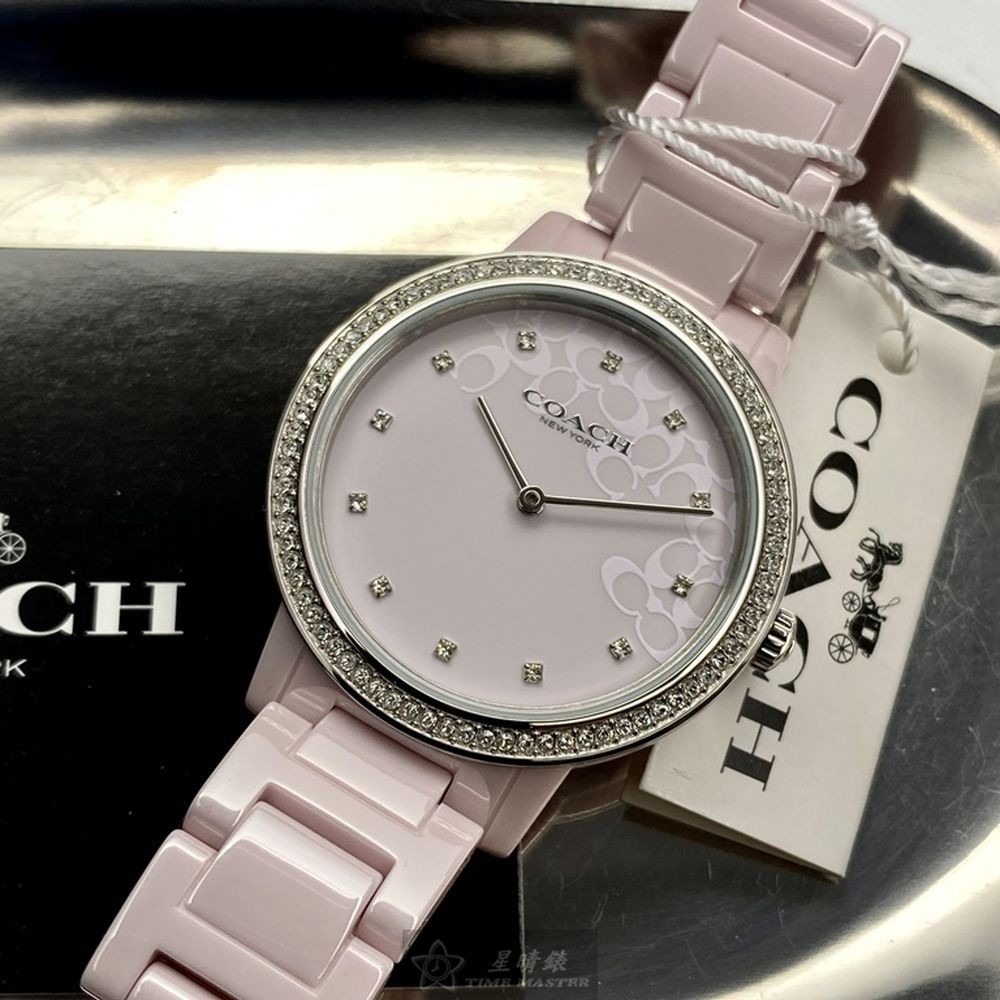 COACH:手錶,型號:CH00107,女錶36mm粉紅錶殼粉紅錶面陶瓷錶帶款-細節圖3