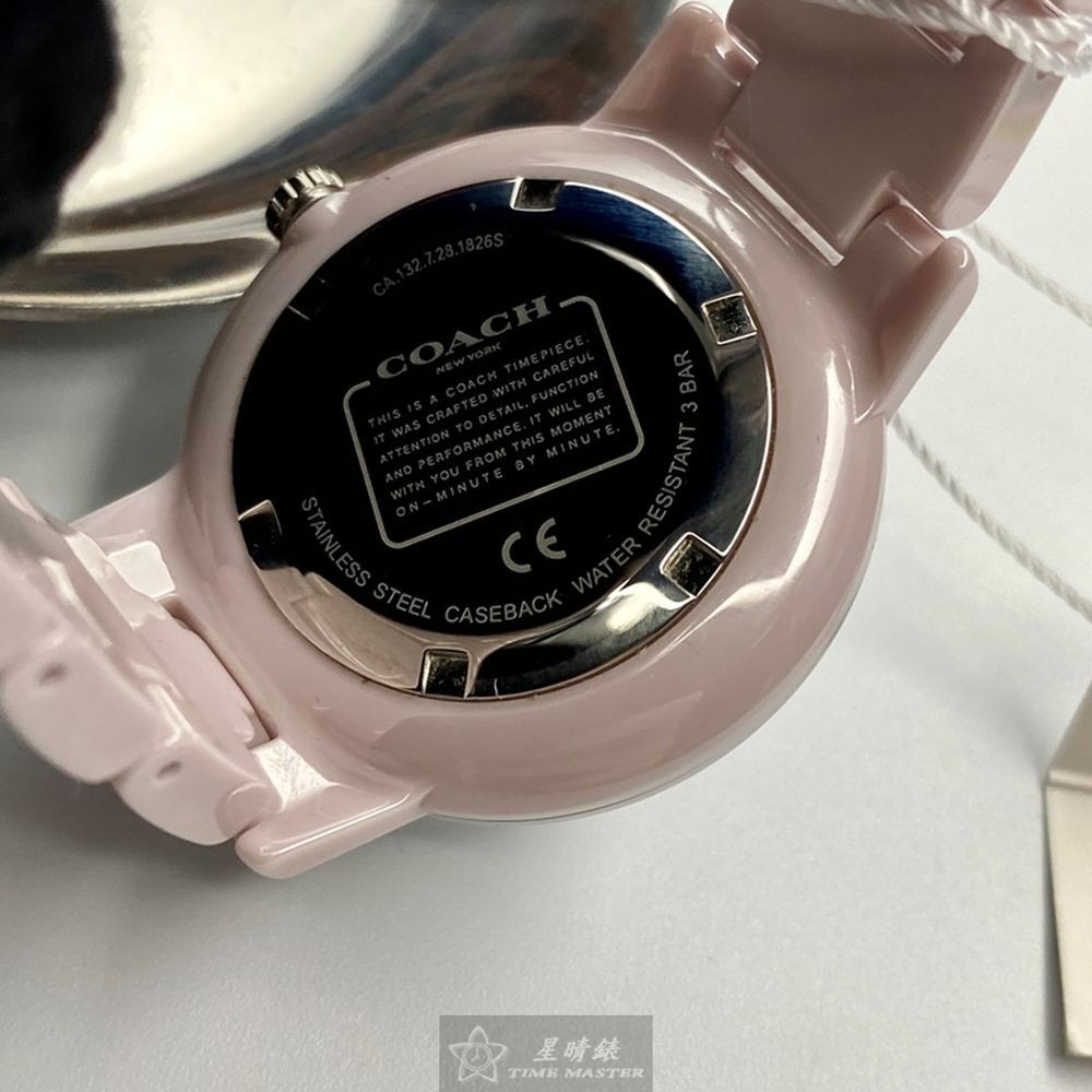 COACH:手錶,型號:CH00107,女錶36mm粉紅錶殼粉紅錶面陶瓷錶帶款-細節圖4