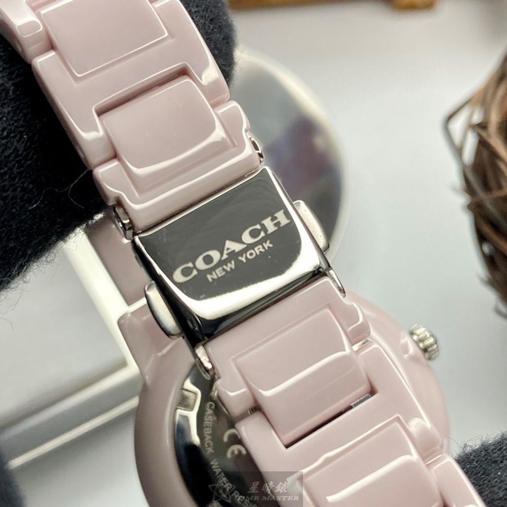 COACH:手錶,型號:CH00107,女錶36mm粉紅錶殼粉紅錶面陶瓷錶帶款-細節圖6