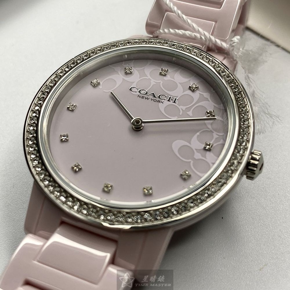 COACH:手錶,型號:CH00107,女錶36mm粉紅錶殼粉紅錶面陶瓷錶帶款-細節圖7