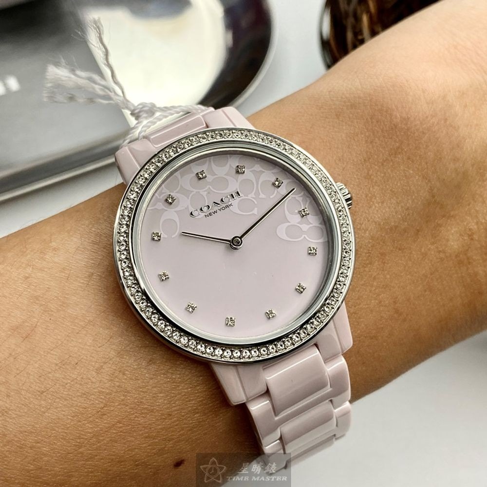 COACH:手錶,型號:CH00107,女錶36mm粉紅錶殼粉紅錶面陶瓷錶帶款-細節圖9