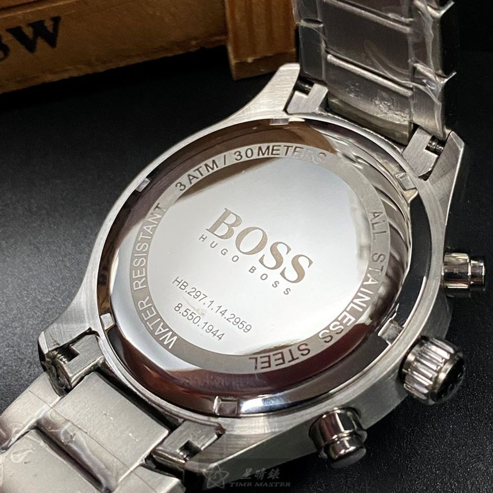 BOSS:手錶,型號:HB1513478,男錶44mm銀錶殼寶藍色錶面精鋼錶帶款-細節圖7