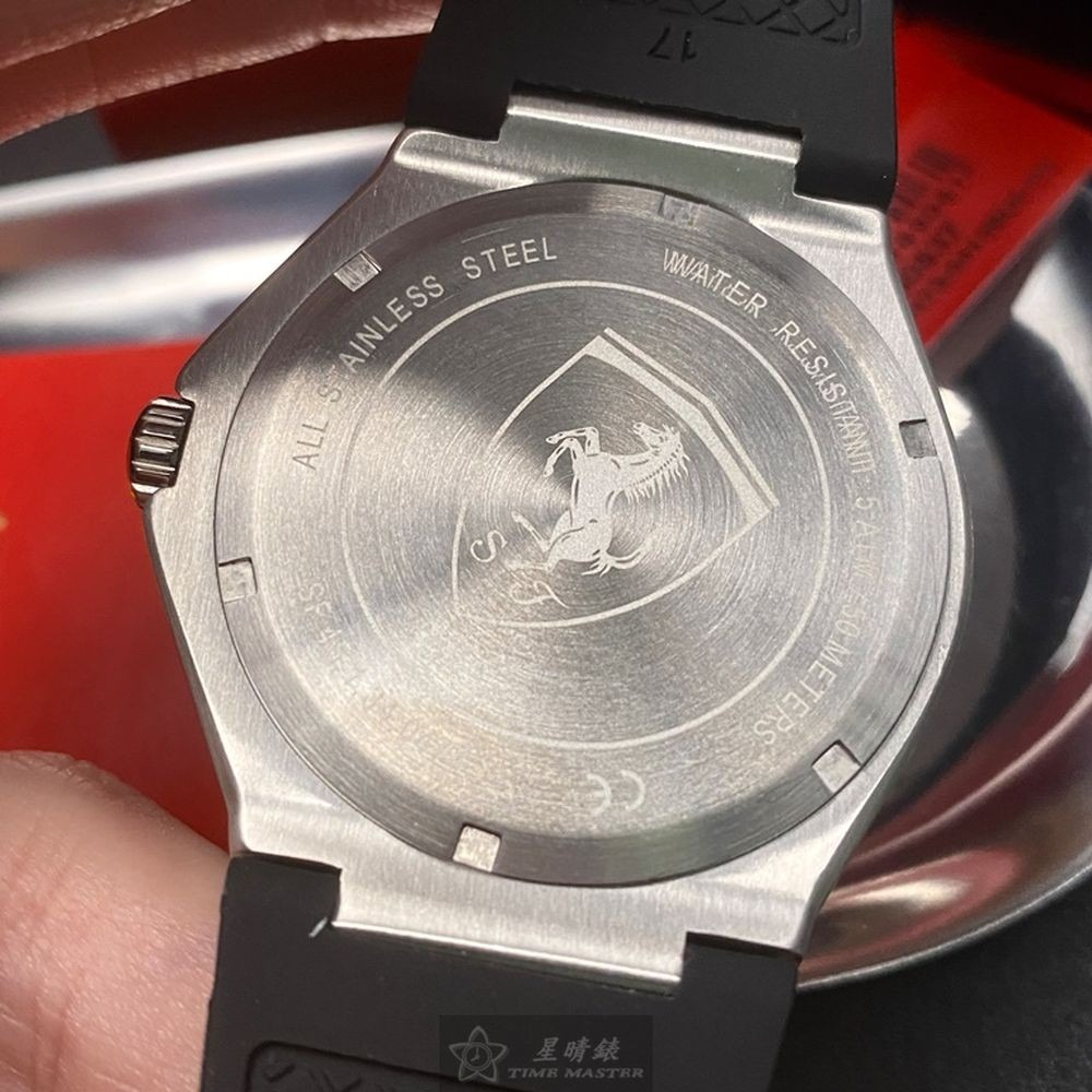 FERRARI:手錶,型號:FE00043,男女通用錶42mm銀錶殼黑色錶面矽膠錶帶款-細節圖4