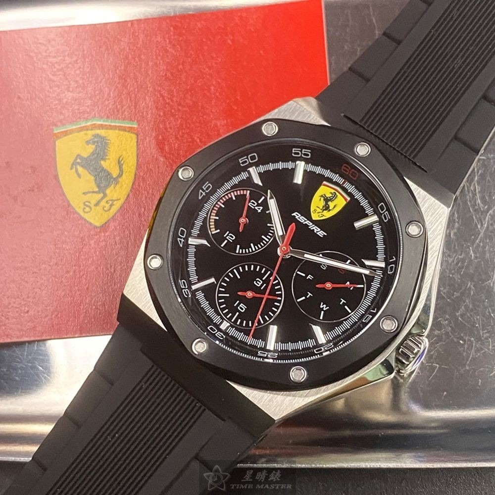 FERRARI:手錶,型號:FE00043,男女通用錶42mm銀錶殼黑色錶面矽膠錶帶款-細節圖6