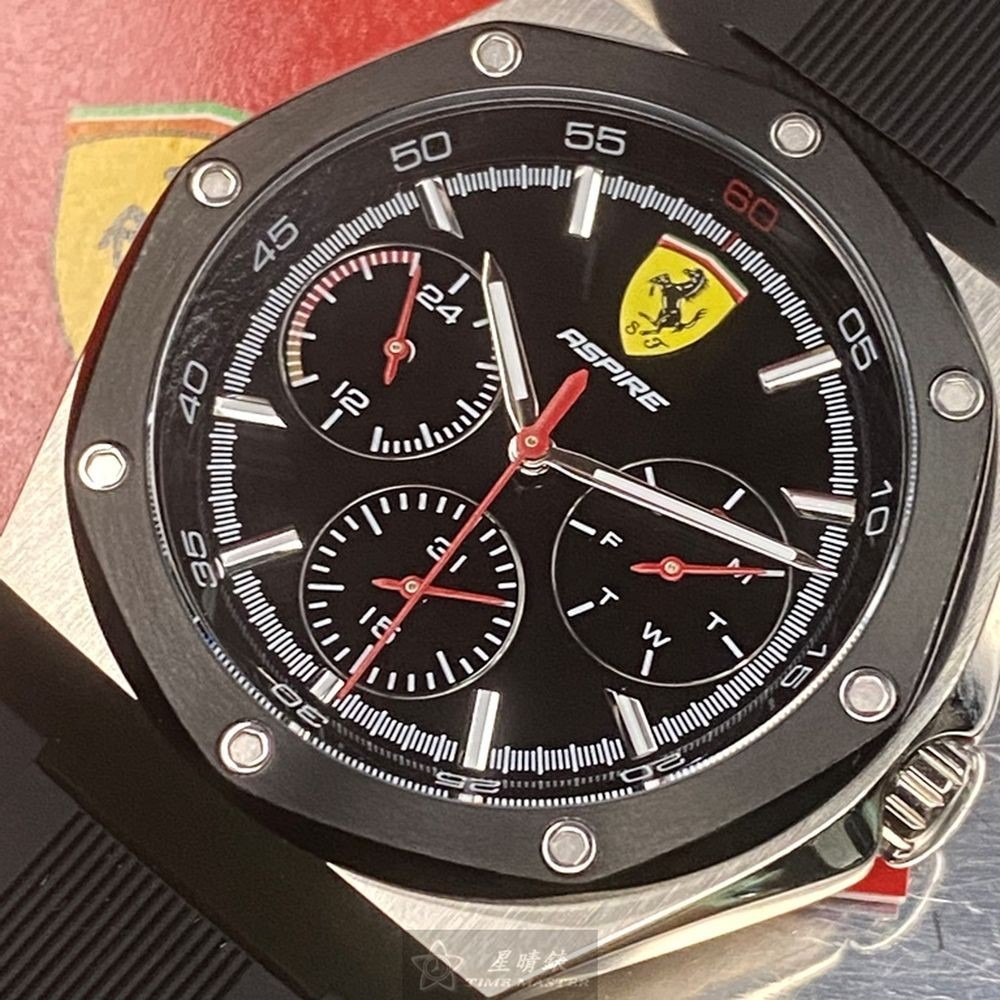 FERRARI:手錶,型號:FE00043,男女通用錶42mm銀錶殼黑色錶面矽膠錶帶款-細節圖8