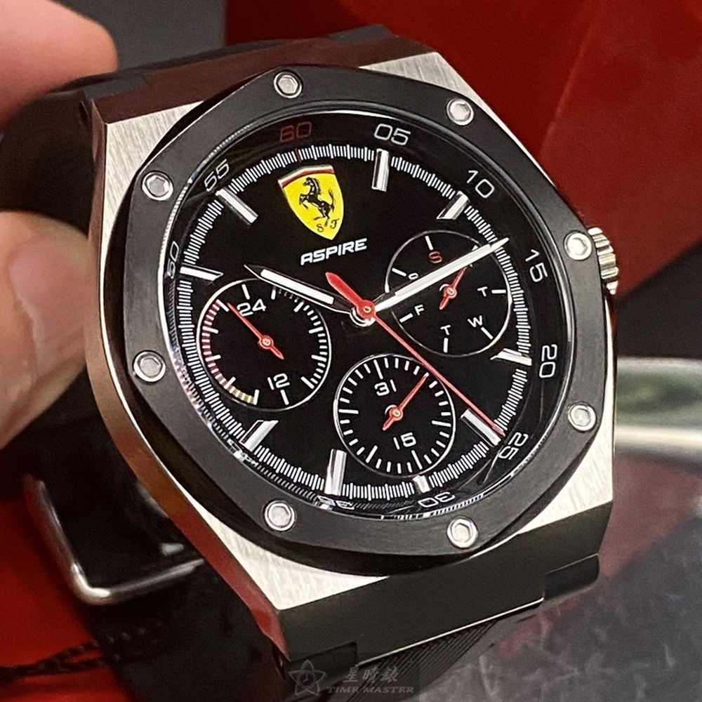 FERRARI:手錶,型號:FE00043,男女通用錶42mm銀錶殼黑色錶面矽膠錶帶款-細節圖9