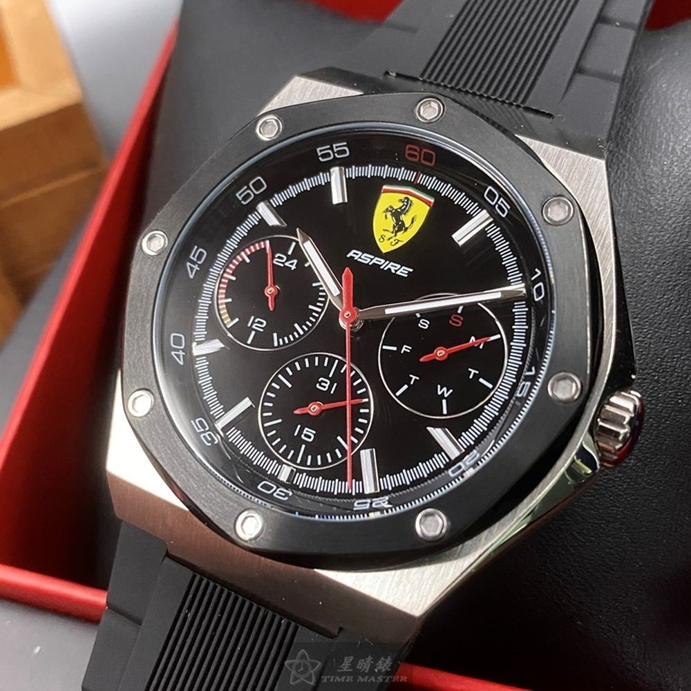 FERRARI:手錶,型號:FE00043,男女通用錶42mm銀錶殼黑色錶面矽膠錶帶款-細節圖11