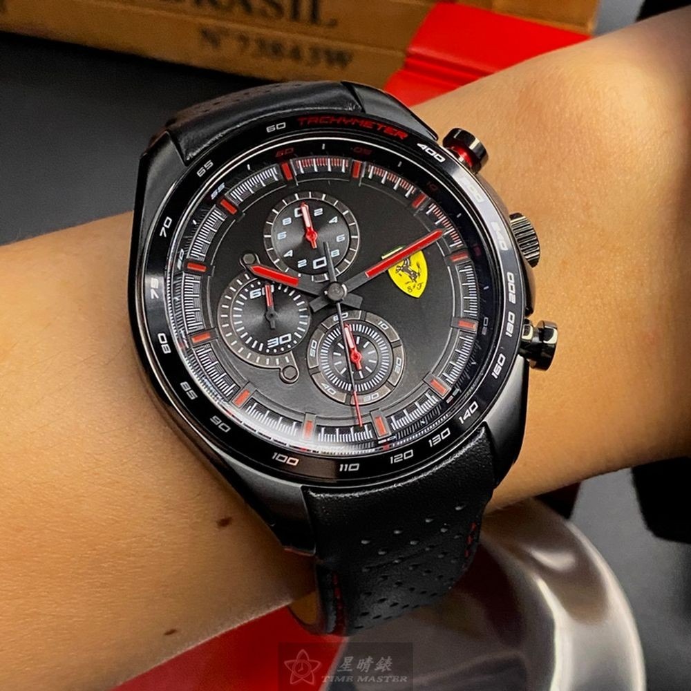 FERRARI:手錶,型號:FE00045,男錶46mm黑錶殼黑色錶面真皮皮革錶帶款-細節圖5