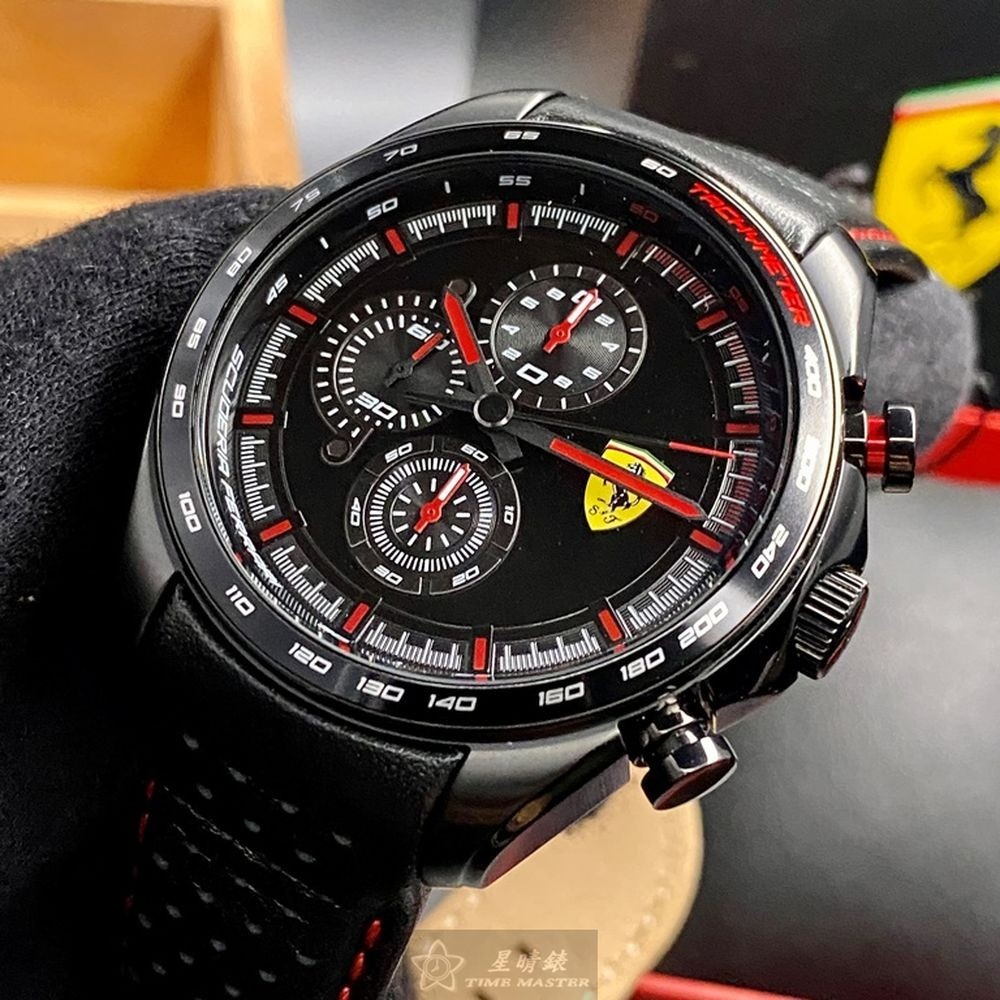 FERRARI:手錶,型號:FE00045,男錶46mm黑錶殼黑色錶面真皮皮革錶帶款-細節圖8