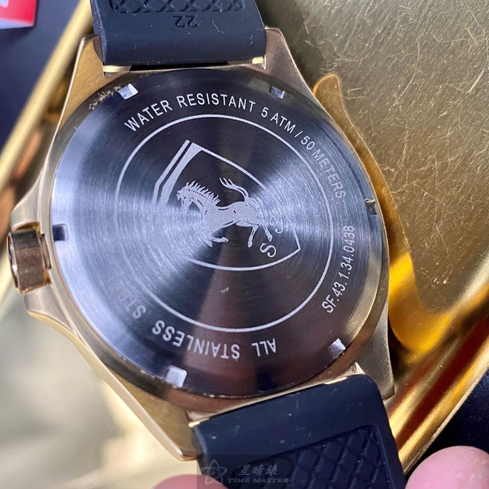 FERRARI:手錶,型號:FE00047,男錶44mm黑金色錶殼黑色錶面矽膠錶帶款-細節圖6