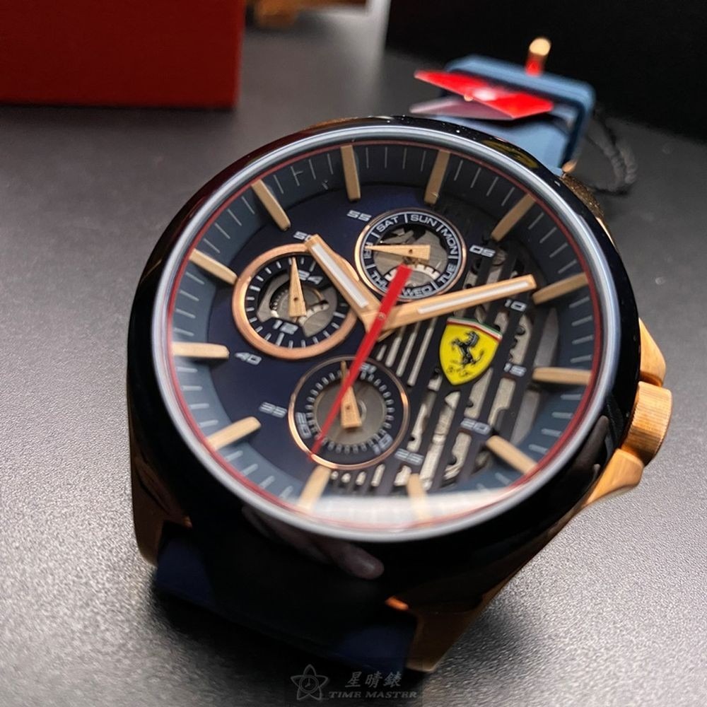 FERRARI:手錶,型號:FE00049,男錶44mm寶藍錶殼寶藍色錶面矽膠錶帶款-細節圖3